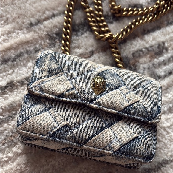 Kurt Geiger Blue and Gold Mini Quilted Bag - Picture 2 of 7